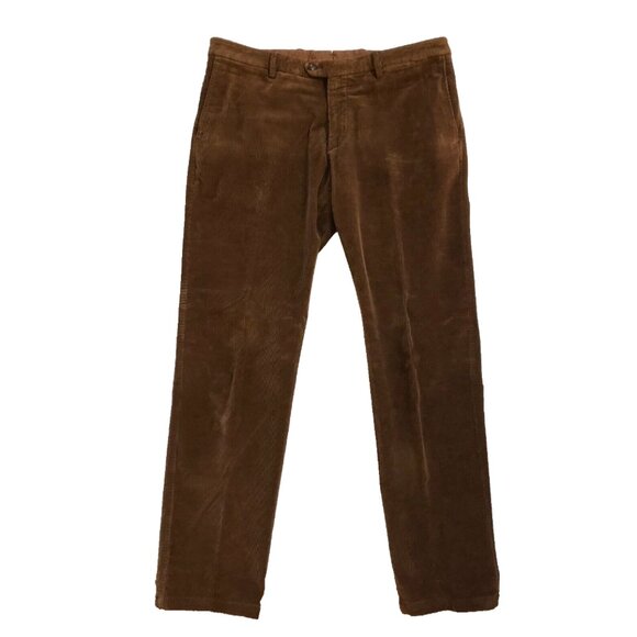Pescarolo Corduroy Pants Slacks Mens 50 34 US Brown Cotton Straight Flat Front - Picture 10 of 10